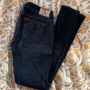 Flattering True Religion skinny jeans.